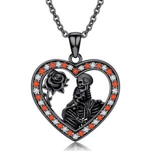 Gothic skeleton lovers necklace